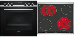 Siemens - PQ 521 KA 00 Herd-Set EEK: A Pyrolyse cookControl30 Glaskeramik 60 cm Edelstahlrahmen