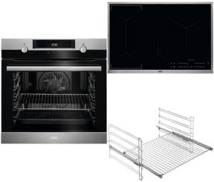 AEG - BPB 436-1 Backofen-Set A+ Pyrolyse Induktion 80 cm Edelstahl