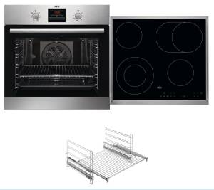 AEG - TeamB 121 Backofen-Set EEK: A Versenkknebel Display Glaskeramik 60 cm Edelstahl