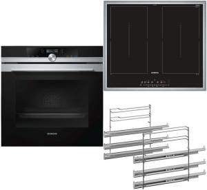 Siemens - EQ 872 DV 01 R Backofen-Set A+ Pyrolyse Display 60 c m Induktionskochfeld Edelstahl 3-fach-Teleskop-