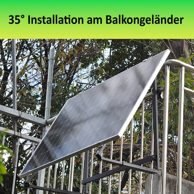 Hyrican Balkonkraftwerk 800Wp inkl. MontageKit 800W Wechselrichter + 2 x  Solarpanel 400W - 0 % MwSt. (gem. § 12 Abs. 3 UStG) Photovoltaik  Balkonkraftwerke