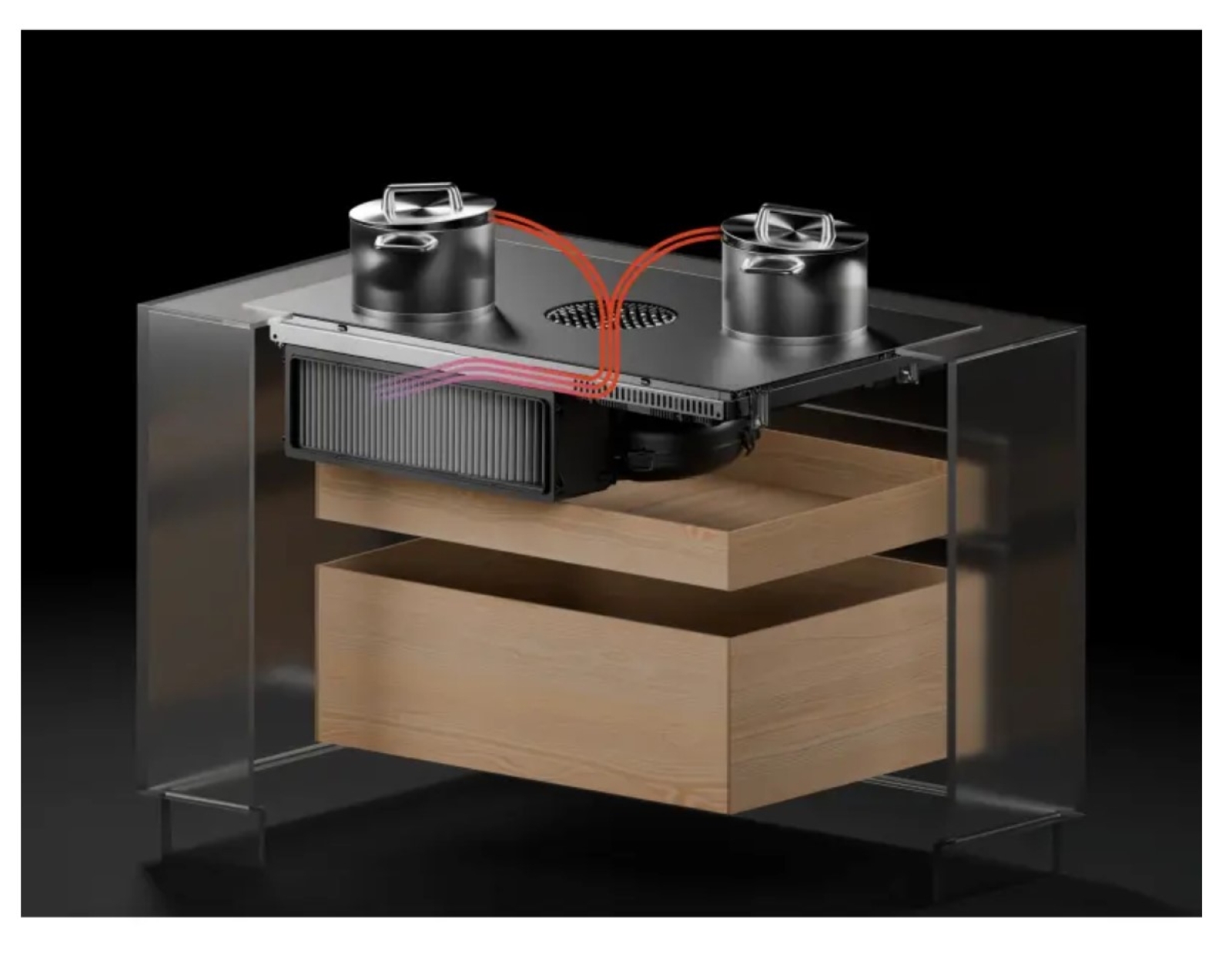 BORA S Pure PURSU2R Rough Matt Kombi-Induktionskochfeld mit integriertem Kochfeldabzug Umluft