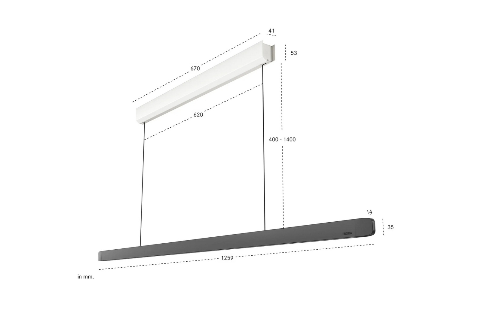 BORA Horizon Pendelleuchte fix schwarz LHFSW