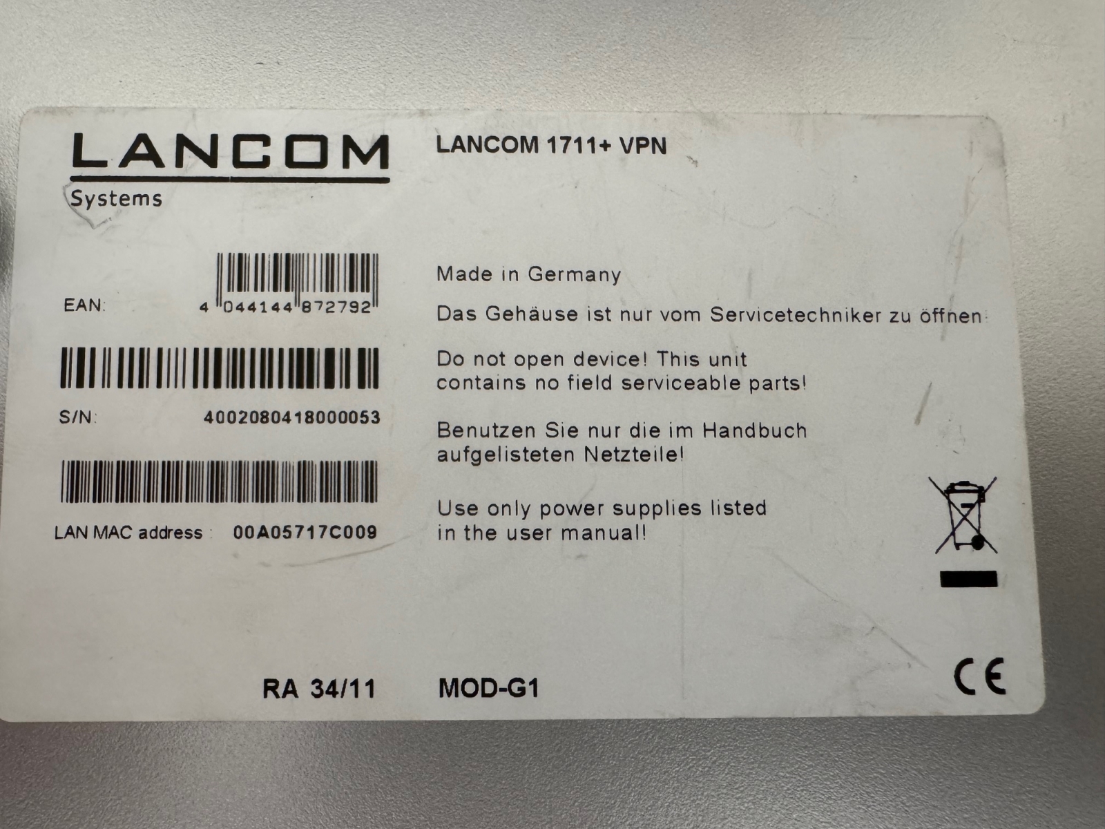 LANCOM 1711+ VPN Business Router B-Ware