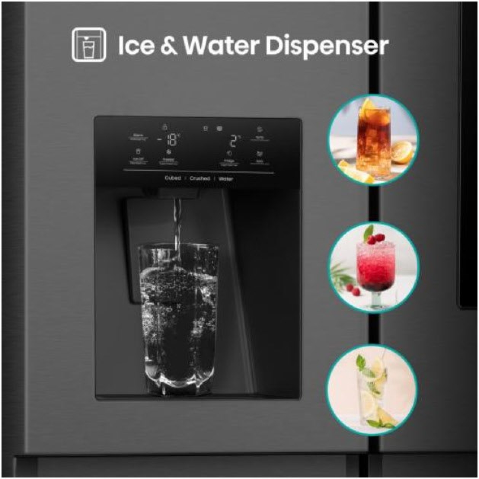 HISENSE RS9P628GPFE schwarz 179 x 91 cm Wasserspender